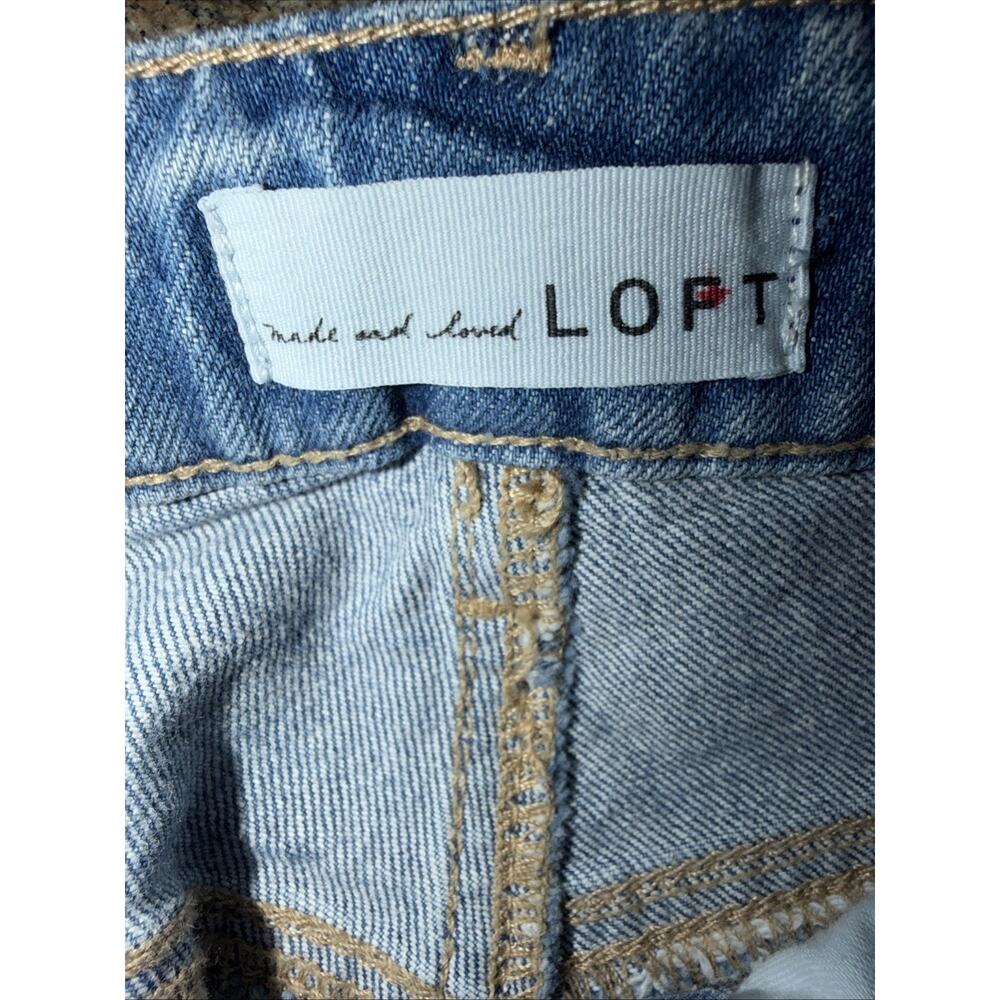 LOFT Curvy Straight Crop Jeans Size 28/6 Distressed Raw Hem - Picture 2 of 6